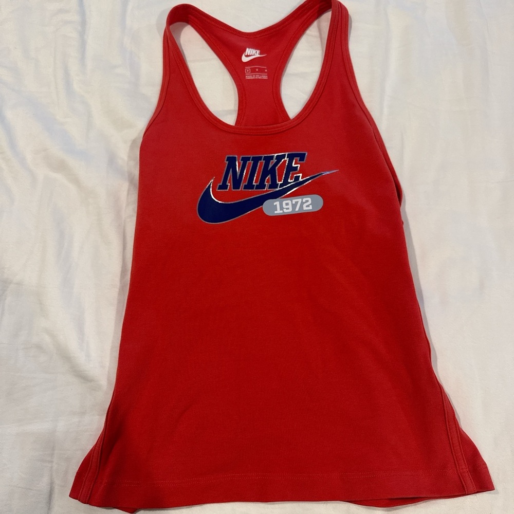Nike Red 1972 Vintage Style Racerback Tank with Blue Logo